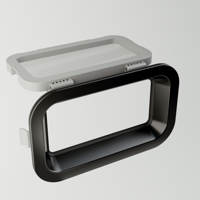 Enkelglas - Zwarte TOPwindows rechthoekige klappende kunststof patrijspoort 375 x 215mm